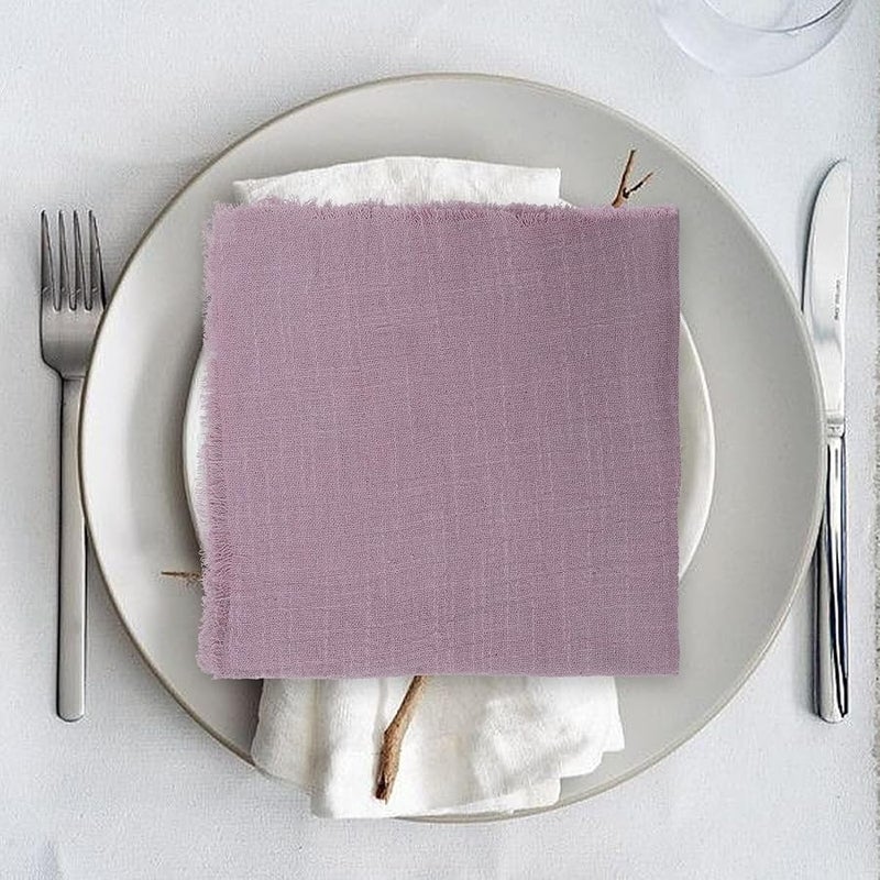 4 قطع مناديل قطن كتان قابلة لإعادة الاستخدام ماصة لحفلات الزفاف وتزيين المطاعم والمنزل - Image 4